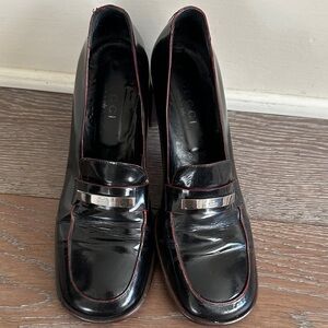 Gucci Black Loafers with Red Trim